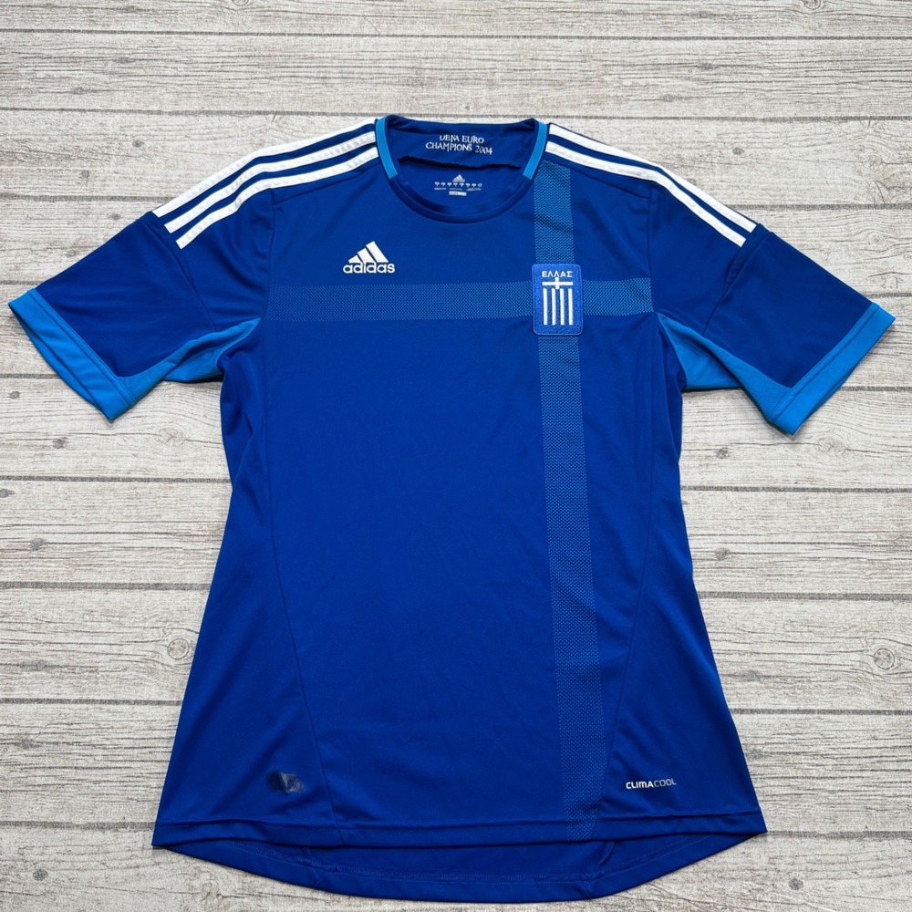 Adidas Greece Soccer Jersey Mens M Blue Home Hellas Euro 2004 Champions Football